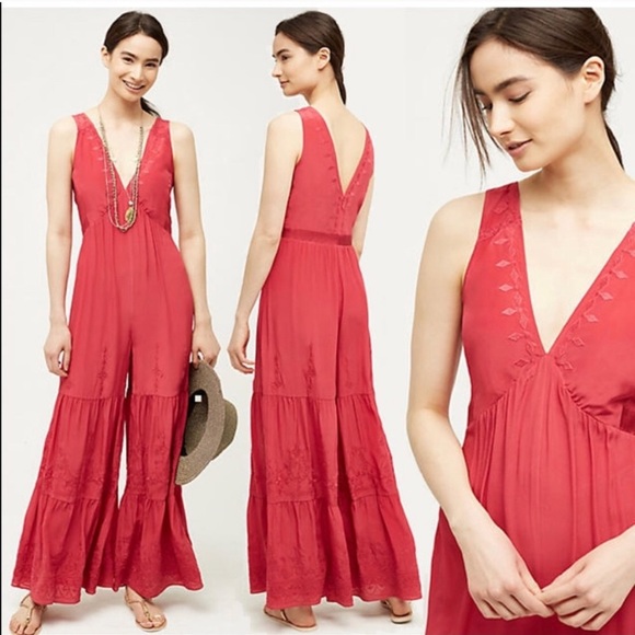 Anthropologie Pants - Anthropologie Elevenses Wide Leg Silk Jumpsuit
